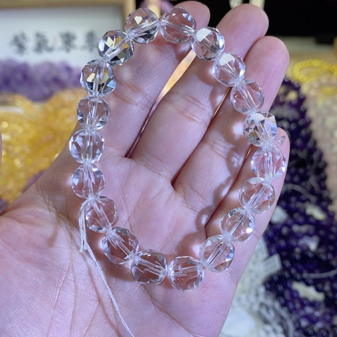水晶手链未镶嵌白水晶切面卡10