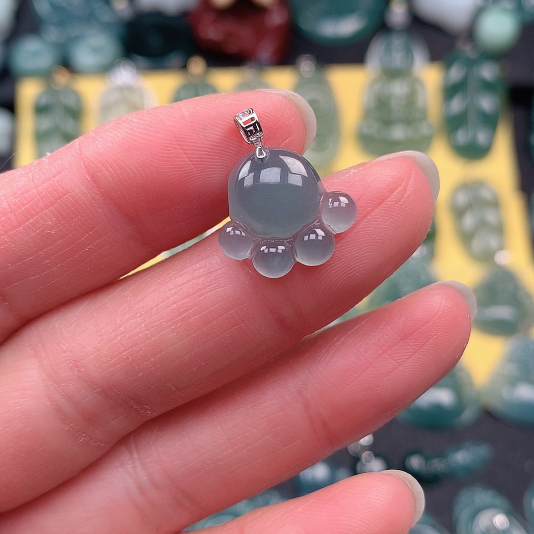 翡翠吊坠(不含链)18K金镶嵌吊坠