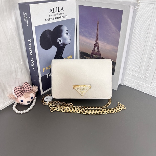 95新 Prada/普拉达 白金woc链条单肩斜挎包