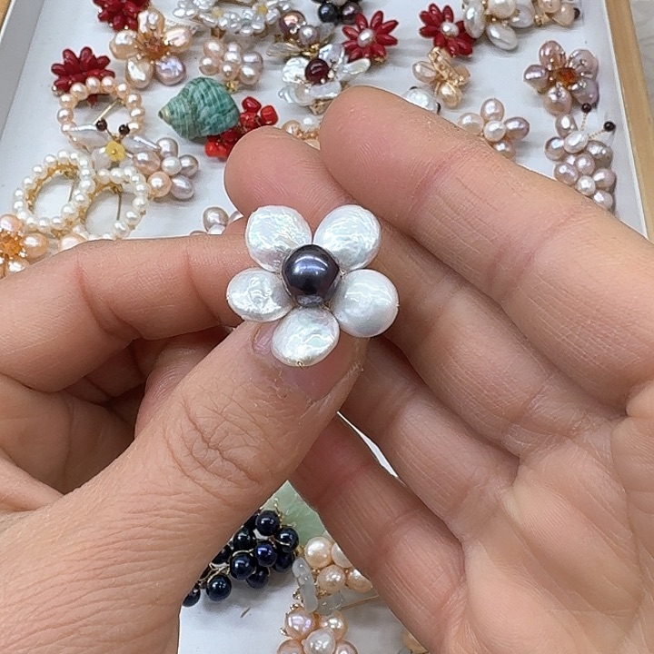 淡水珍珠发饰银S925镶嵌