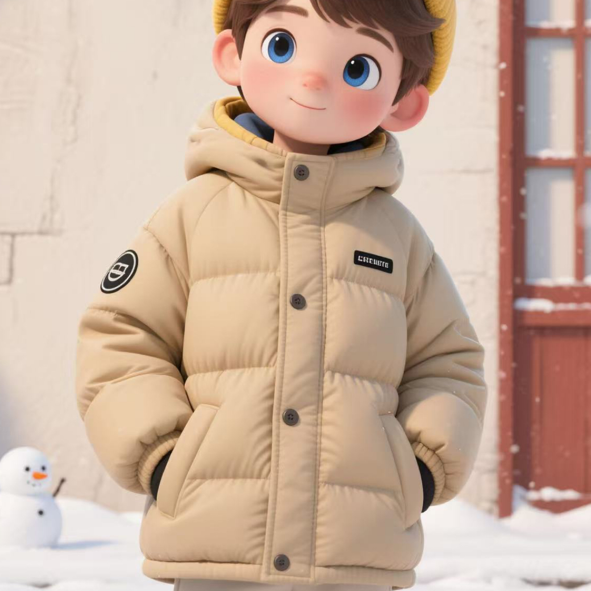 男童两色中长款羽绒服