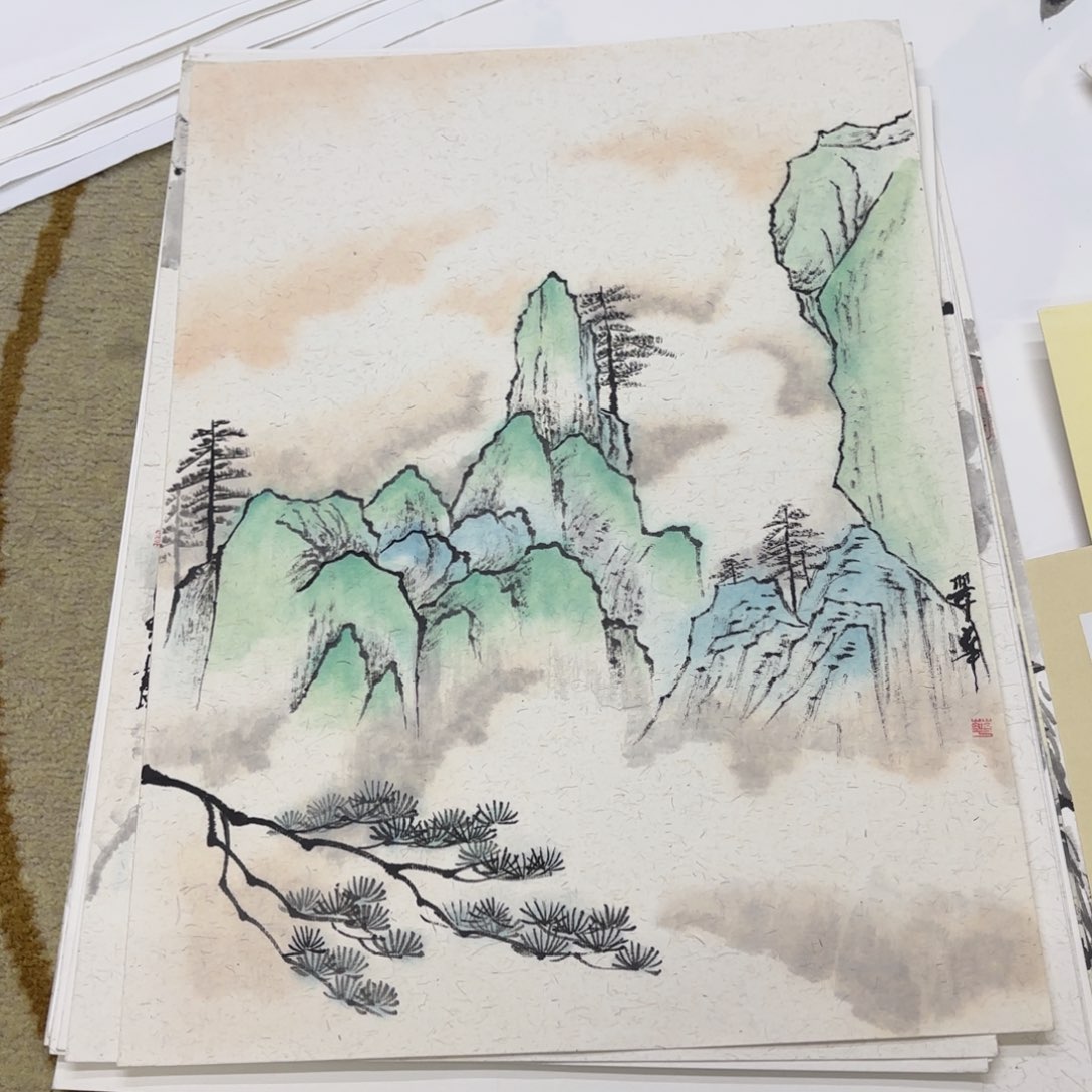 国画花鸟卡纸作品童