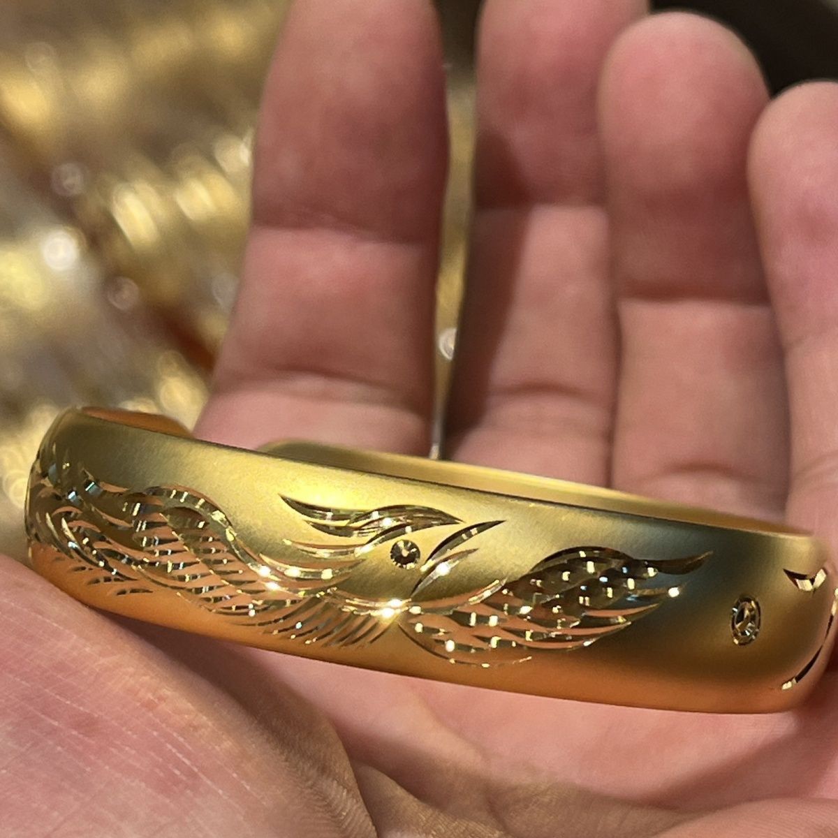 铜合金手镯 精工龙凤呈祥开口手镯宽版妈妈时尚复古镯子传承实心