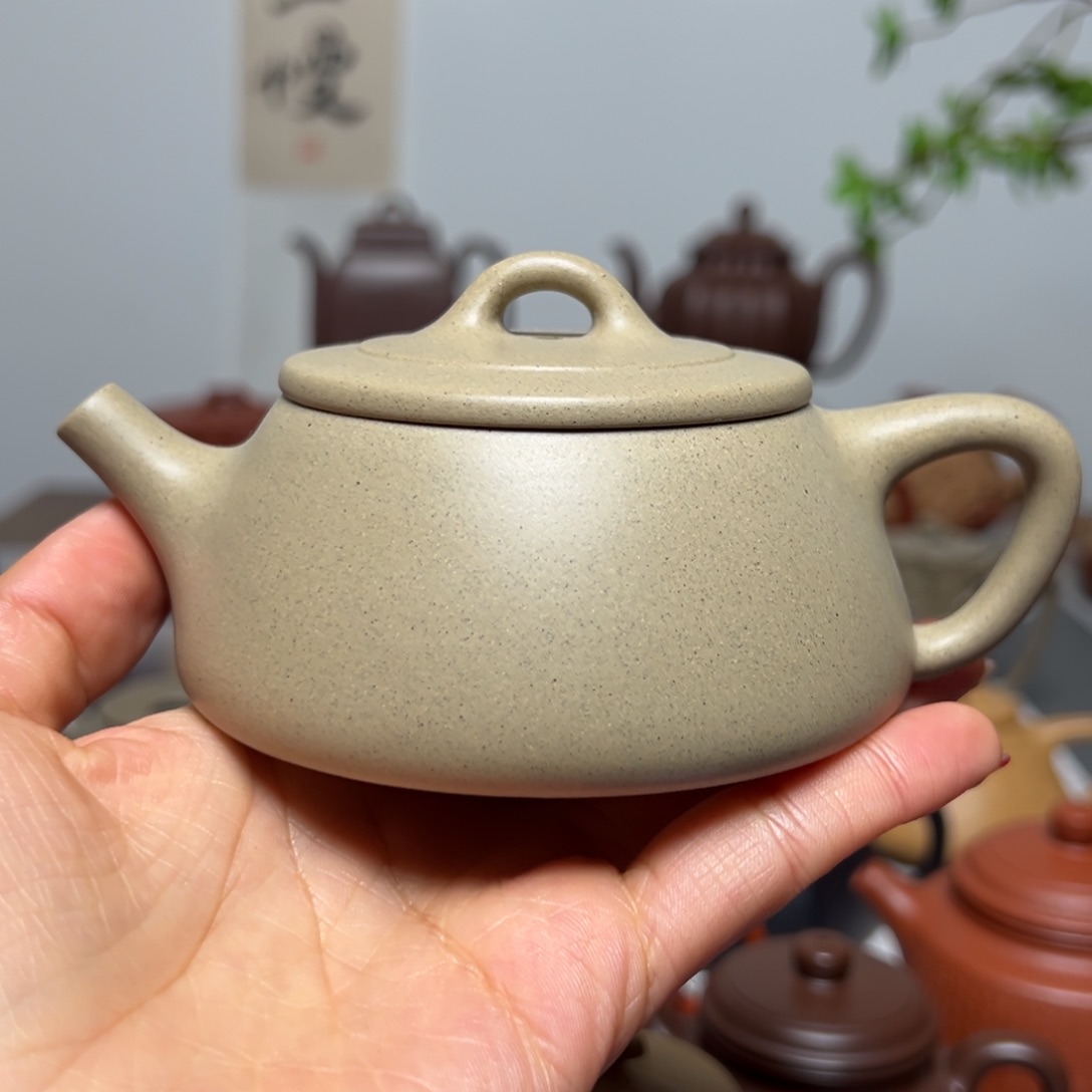 紫砂茶壶160cc宽口石瓢 本绿