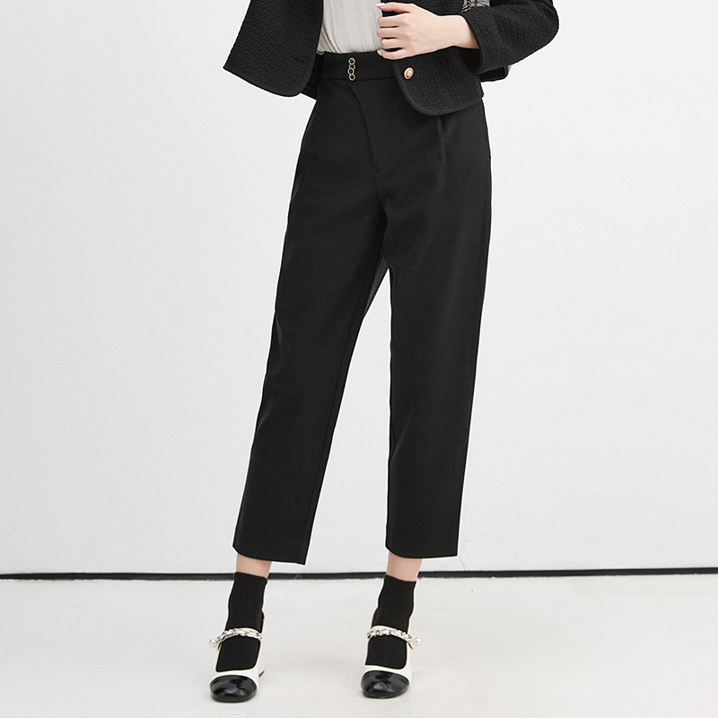 54YQ0P0005松紧腰长裤窄版显瘦裤子休闲裤女2025冬