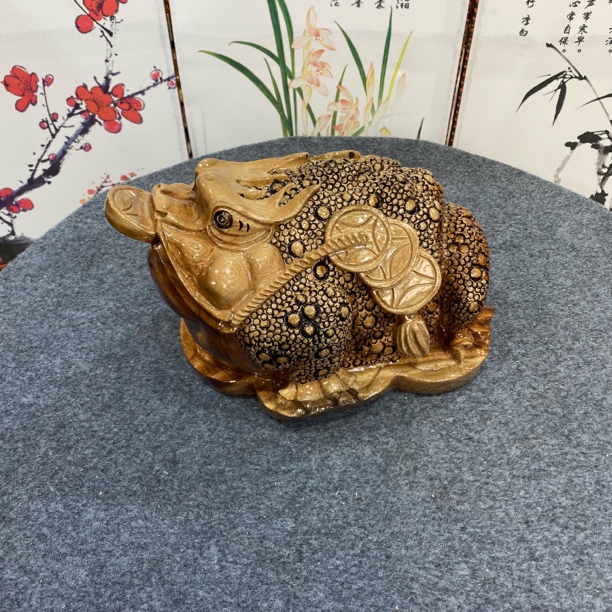 实木香樟木金蟾摆件