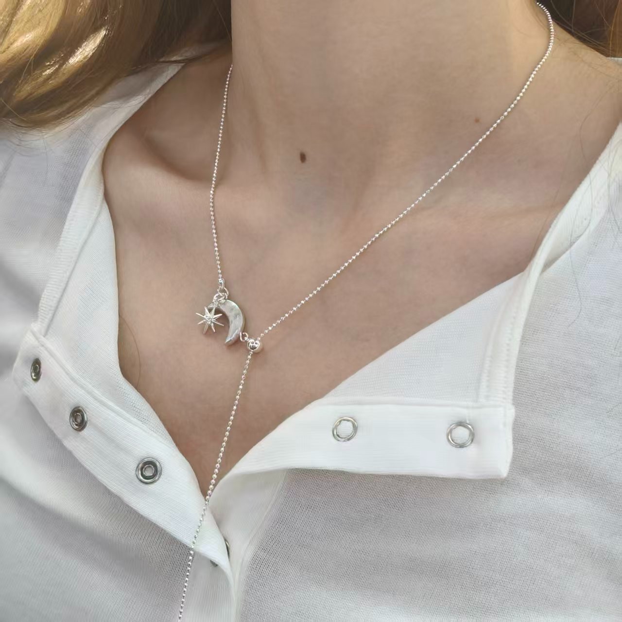 合金项链 日月星辰款锁骨链项链