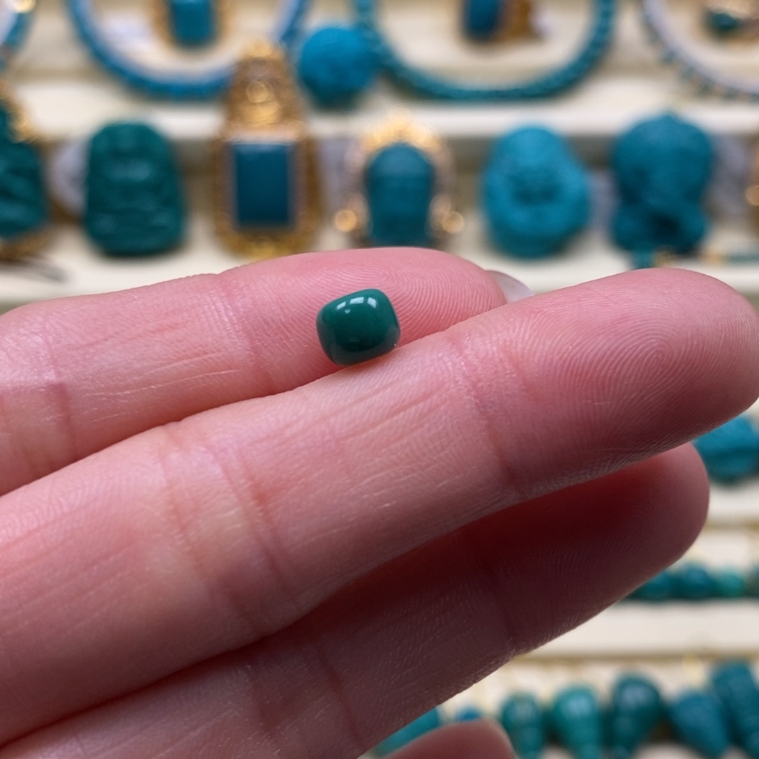绿松石珠宝奇石未镶嵌直径5.9×4.8