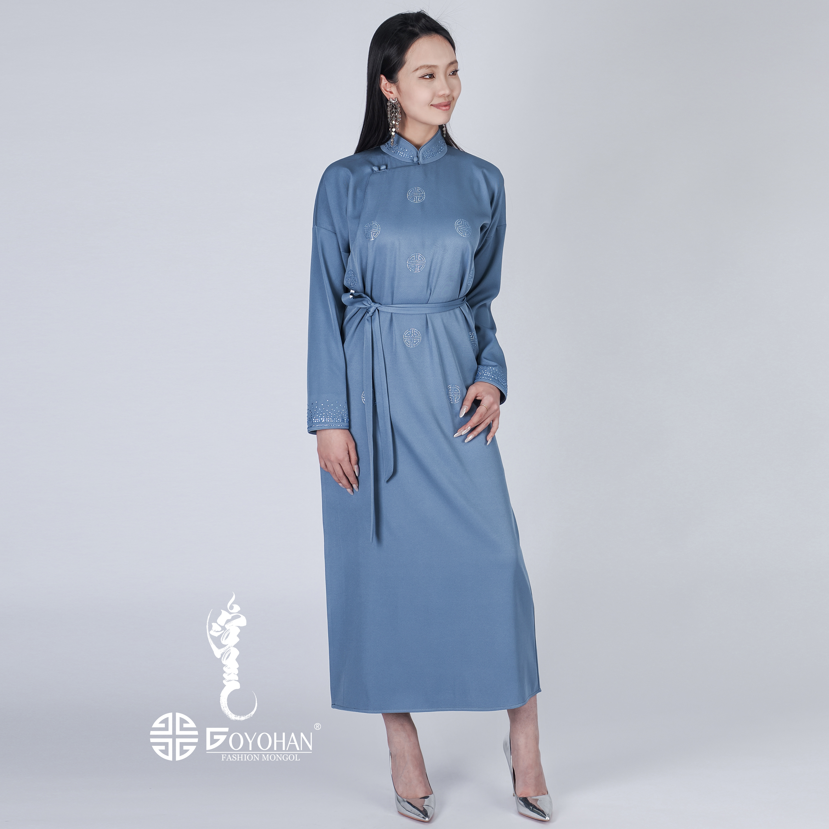 【高艺汗】民族风多色彩袍烫钻女士长袍