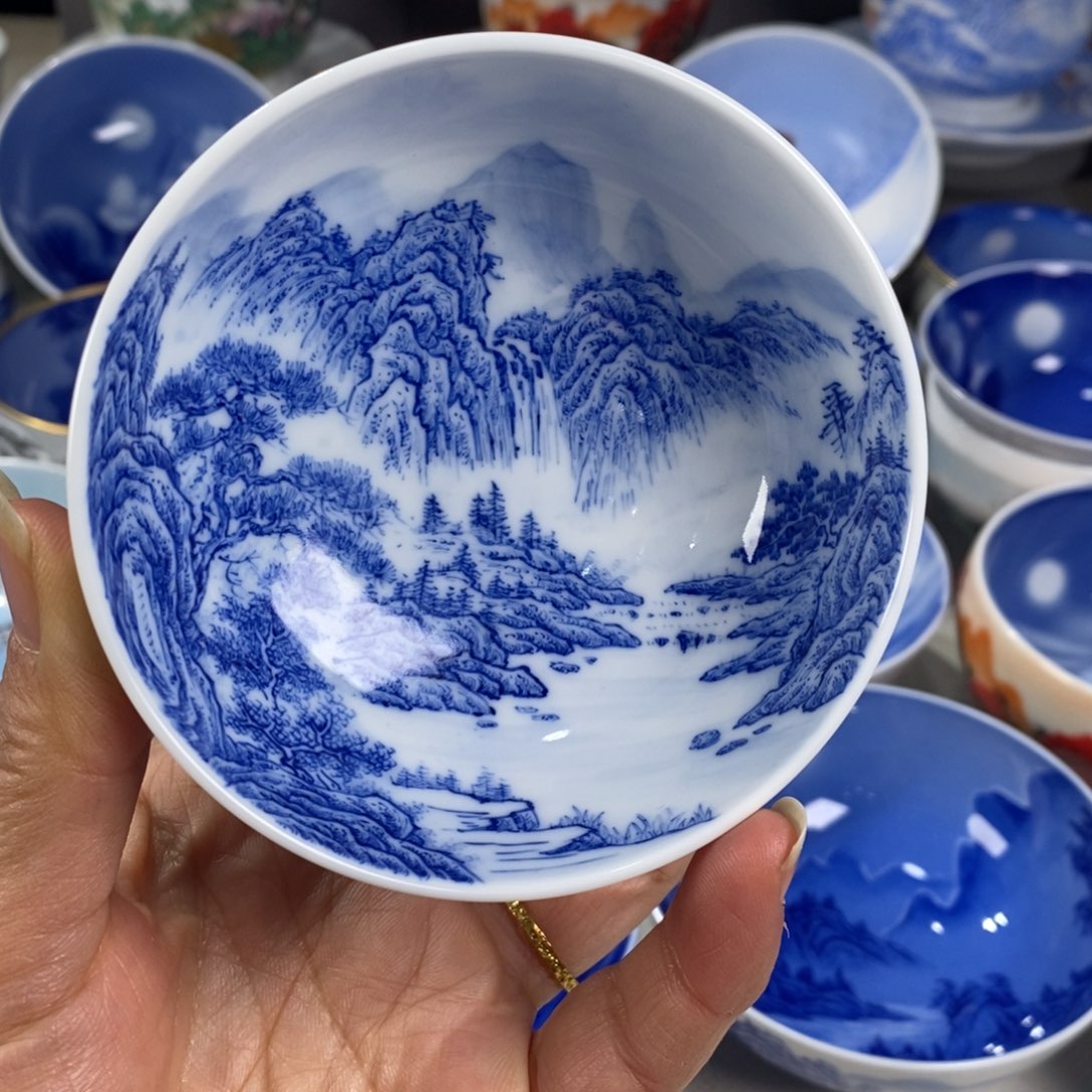 青花山水主人杯杯