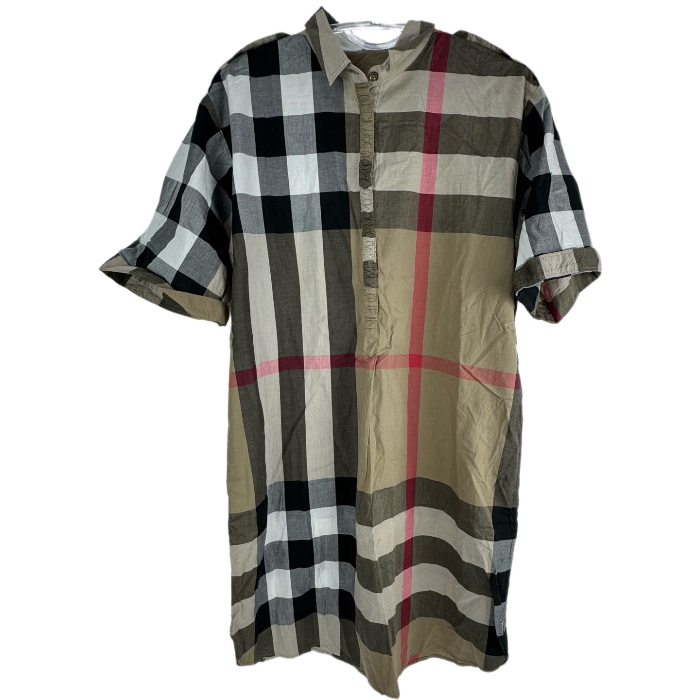99新 BURBERRY/博柏利 42码 格纹长款衬衫 全新带吊牌 sz0263