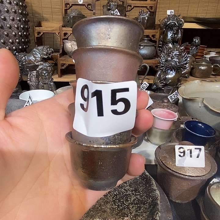高温柴烧陶泥小杯五个