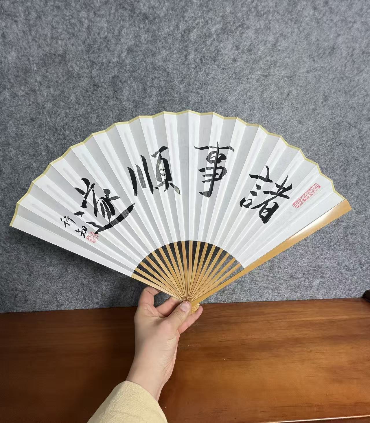 徐行知9.5寸精品玉竹【将进酒】双面书写文玩折扇