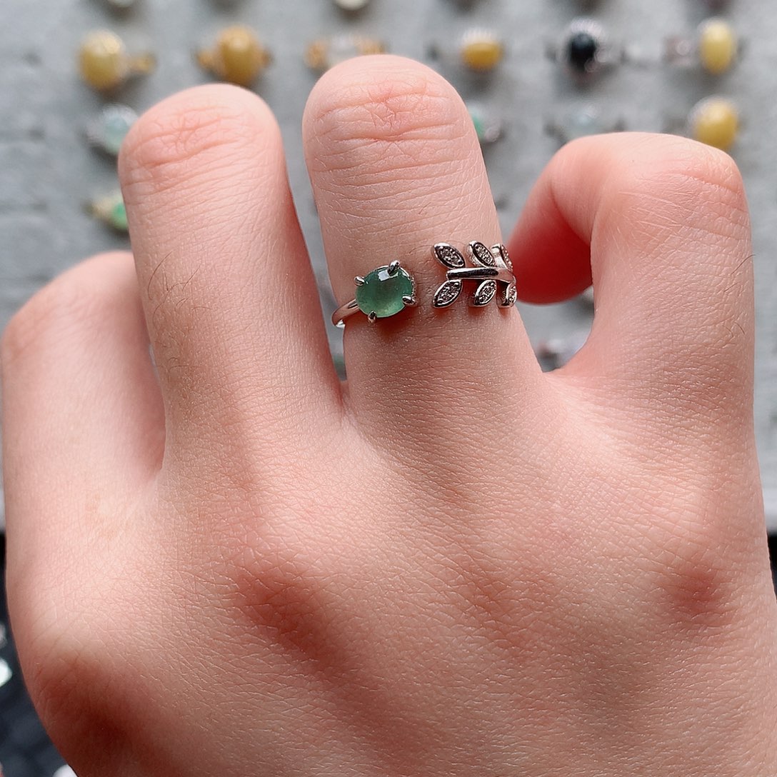 翡翠戒指银S925镶嵌0169