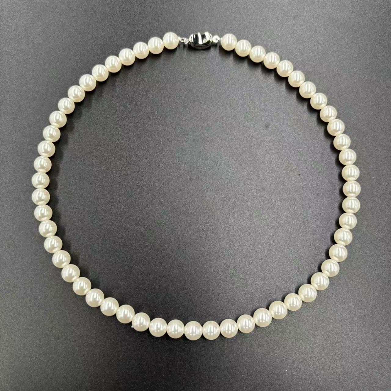 【符老板】x456-轻奢气质设计款极光白贝珠圆珠项链-赠礼盒