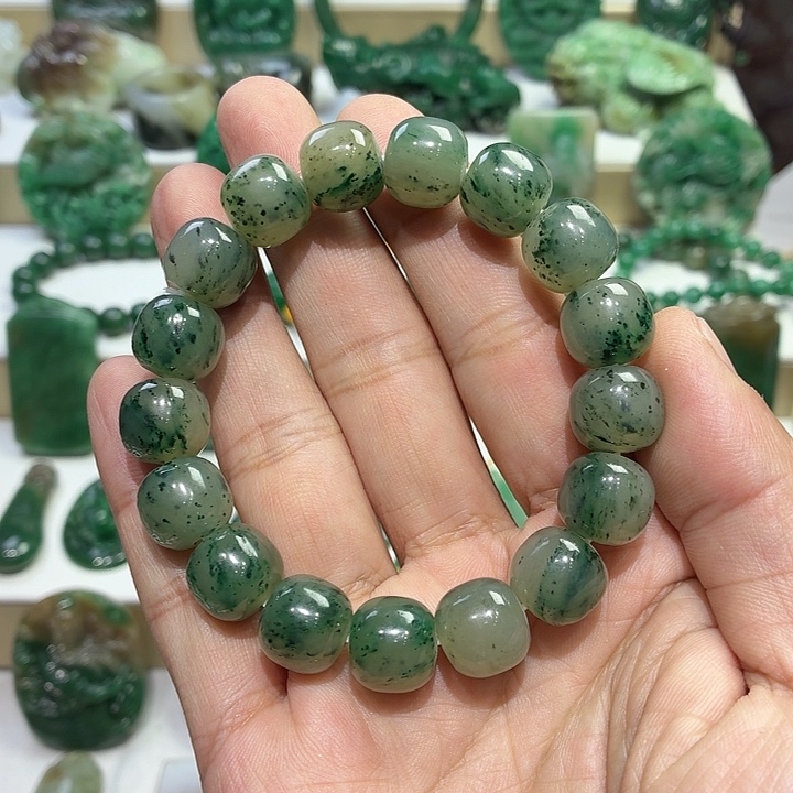 独山玉未镶嵌手串卡112.8冰飘花