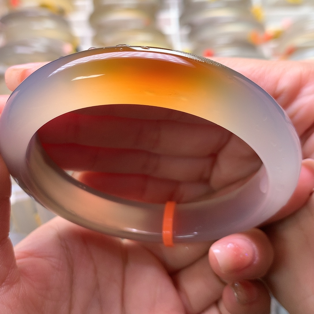 手镯玛瑙/玉髓未镶嵌6162紫底一口糖