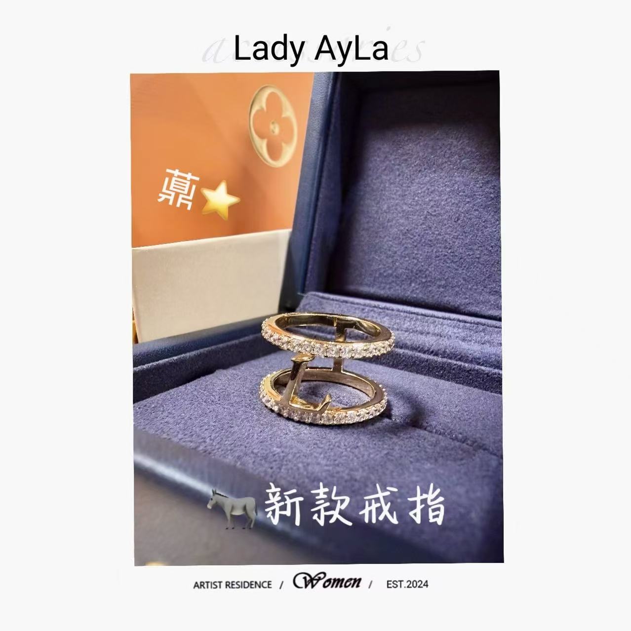 铜合金合成锆石戒指 25S L 镂空 戒指AL574