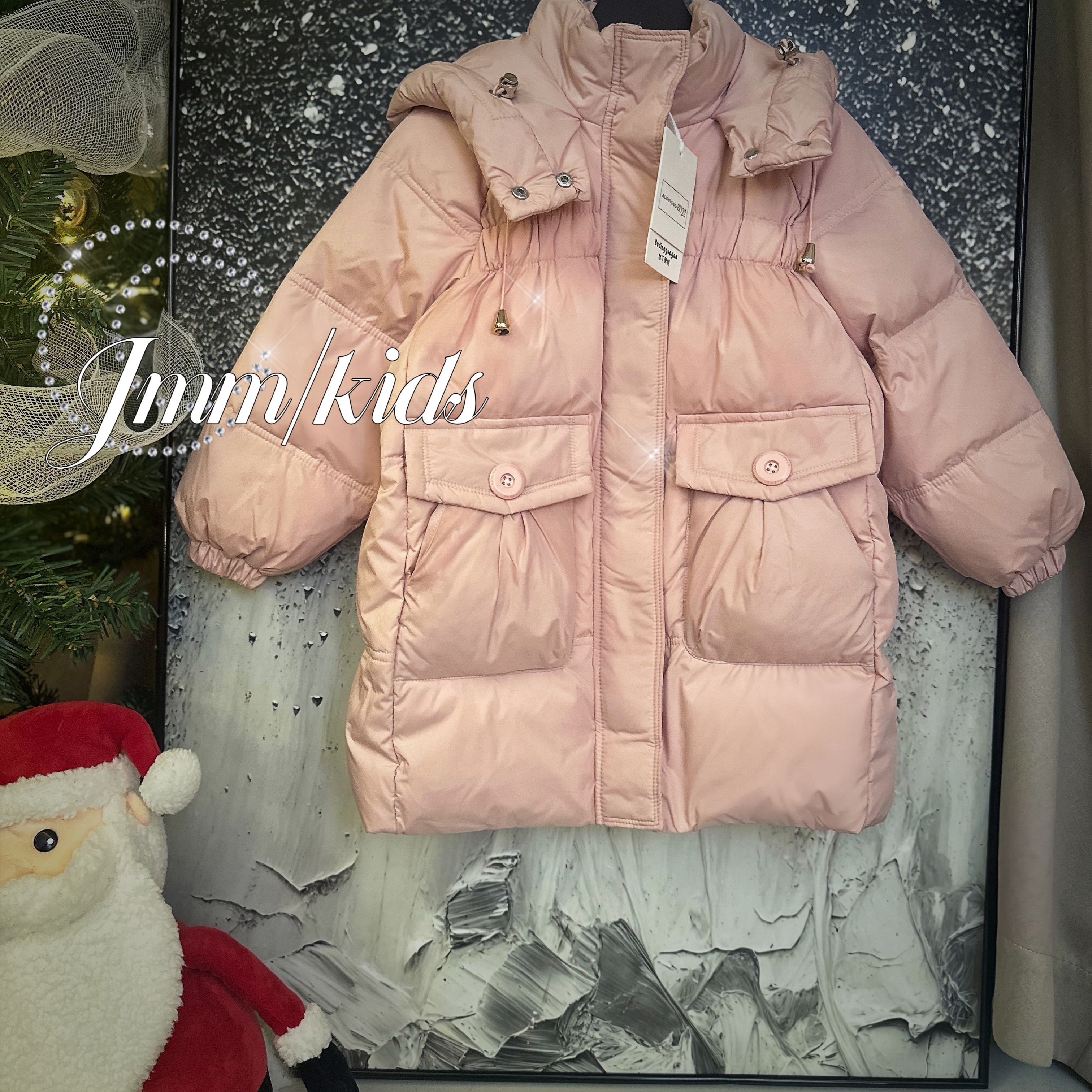 单品-粉外套C072 女童加厚羽绒服冬季新款中长款外套保暖