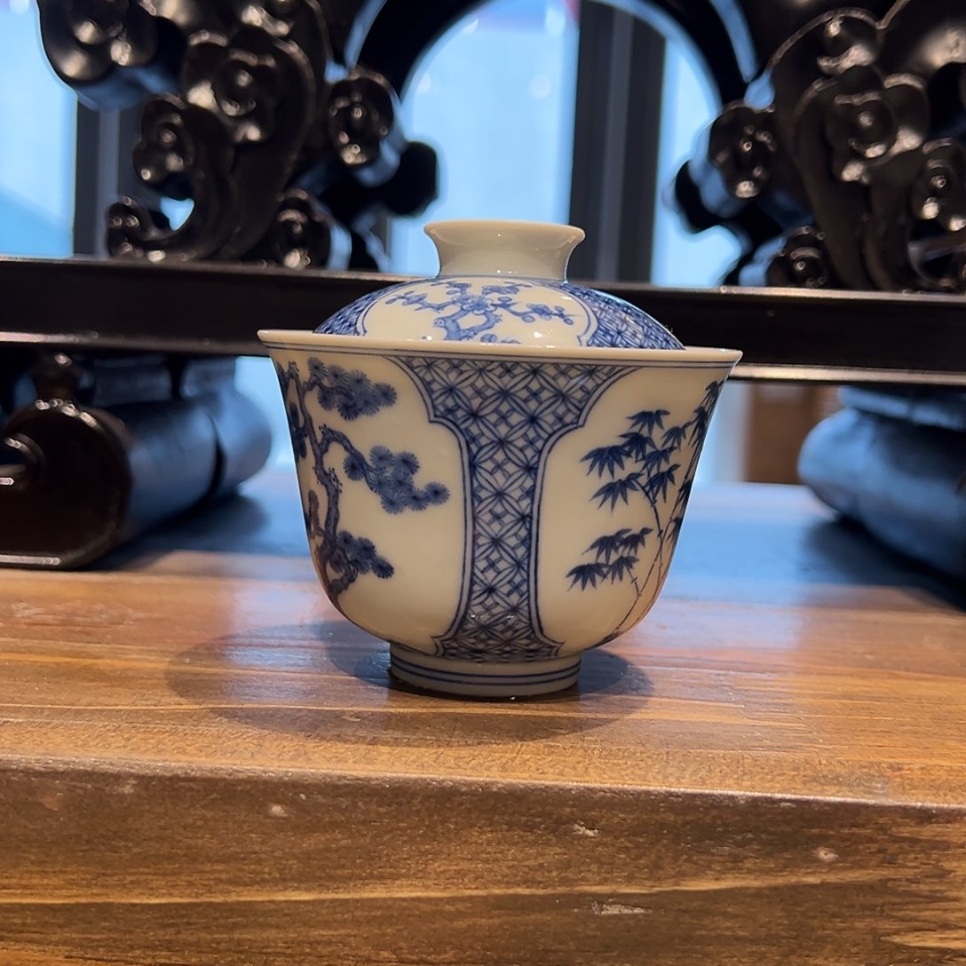 沐月山房岁寒三友盖碗