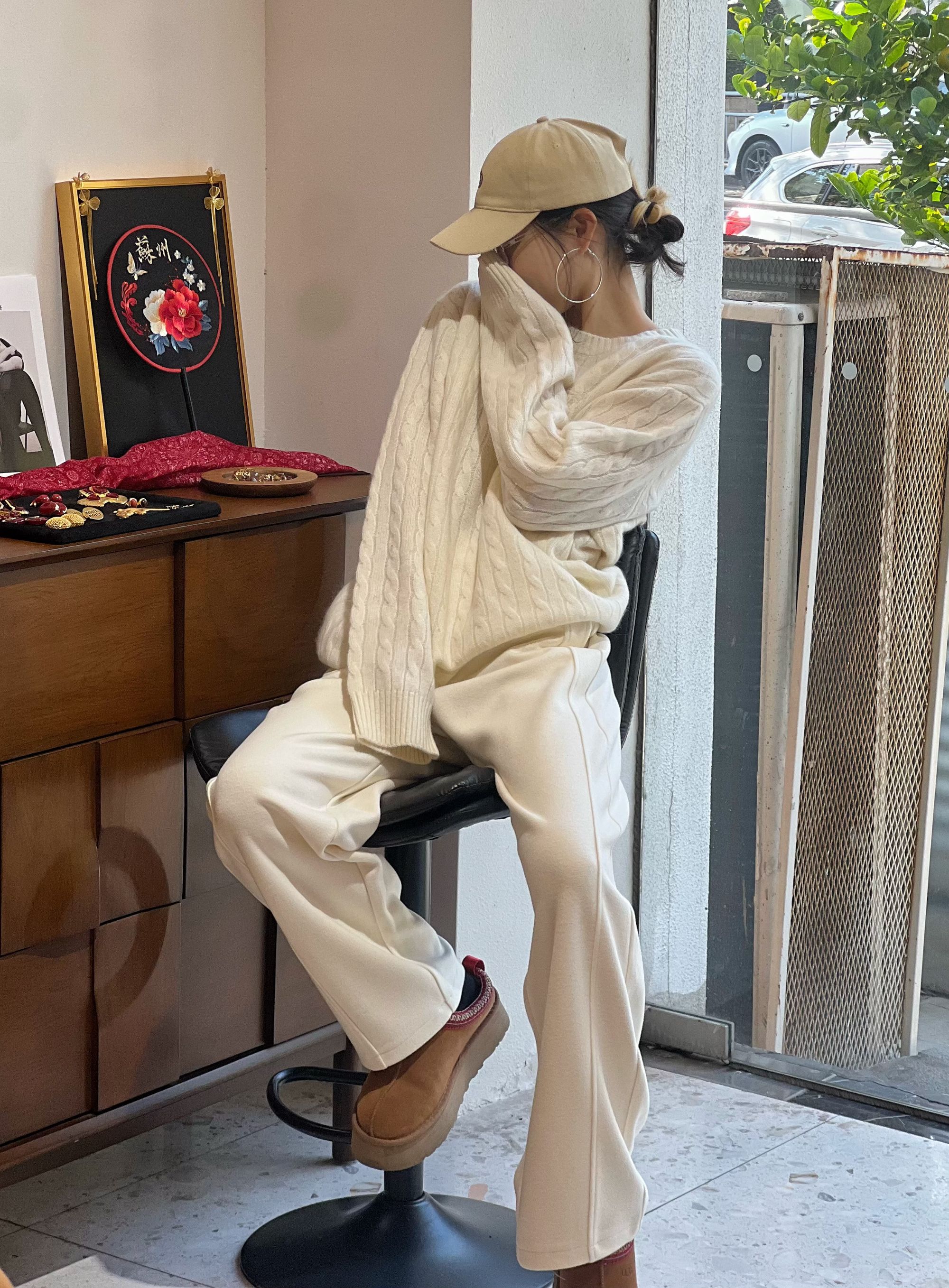 【豆豆精选】一粒扣解构加绒弯刀裤