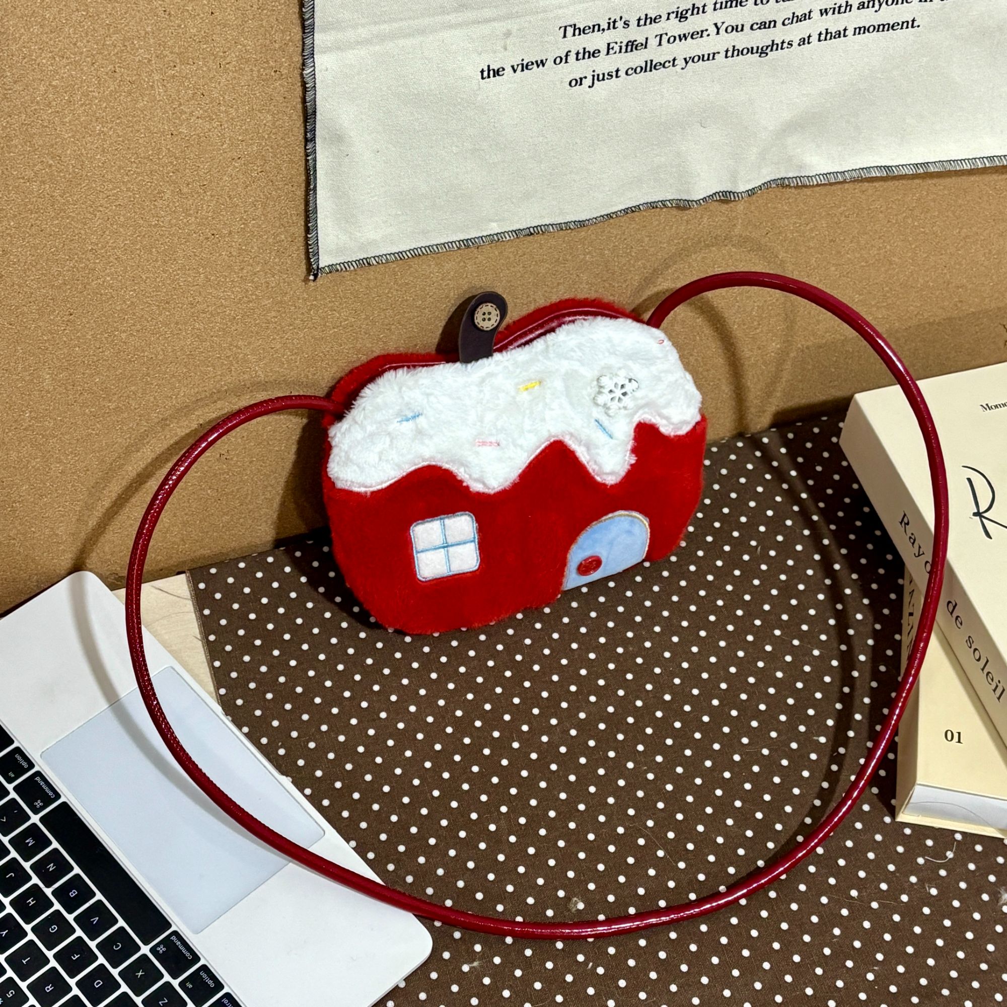 JuanJuan自制【圣诞平安果】小众原创冬日限定!可爱毛绒手提包~e533