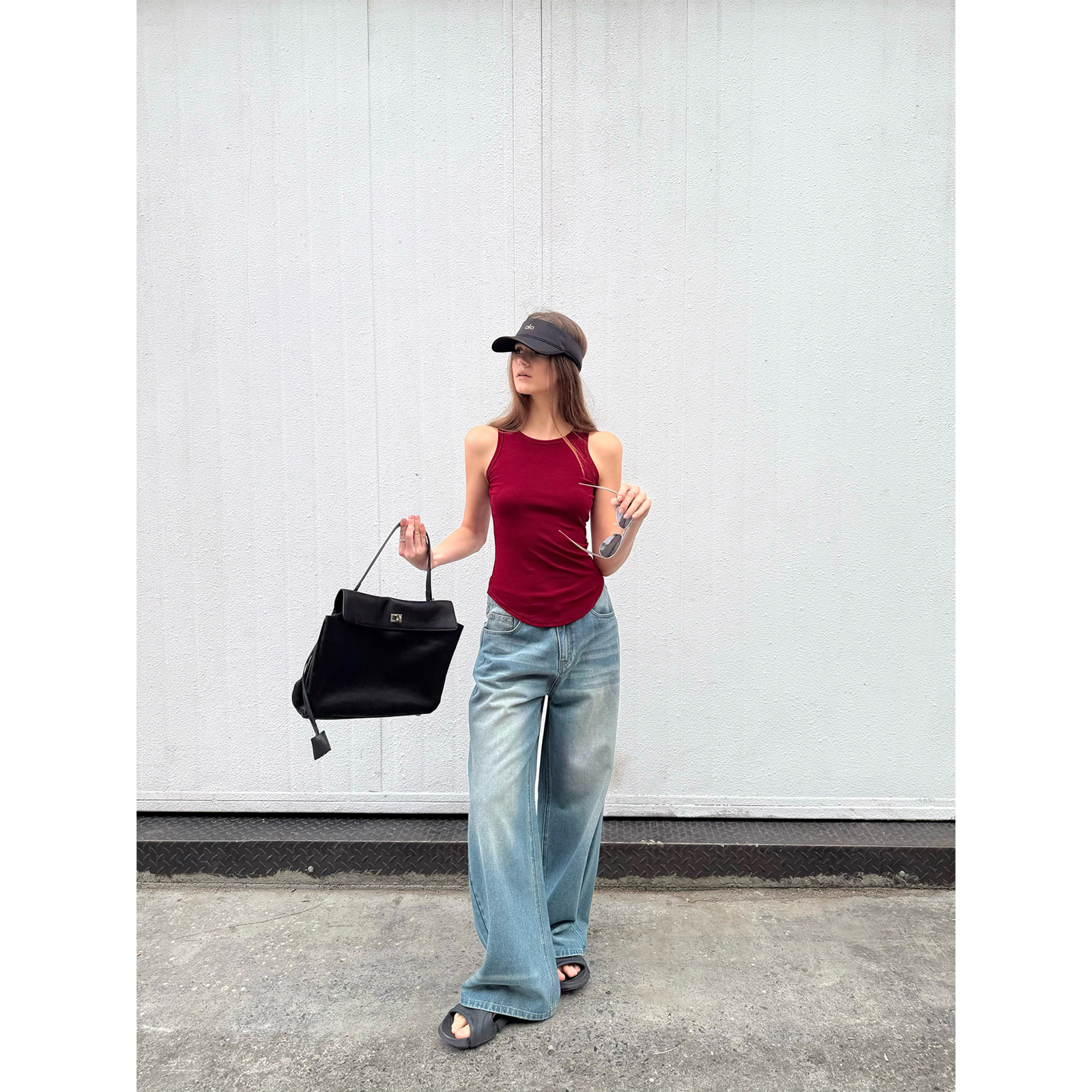 周淼ZHOUMIAO经典手工猫须透气阔腿牛仔裤女百搭休闲裤ZM25N4510D