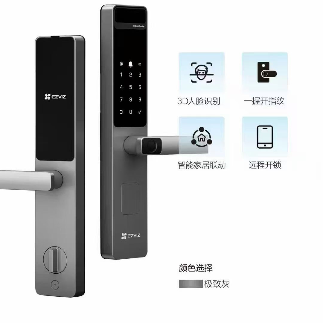 锁事无忧萤石DL20F执手款3D人脸视频锁半自动指纹密码