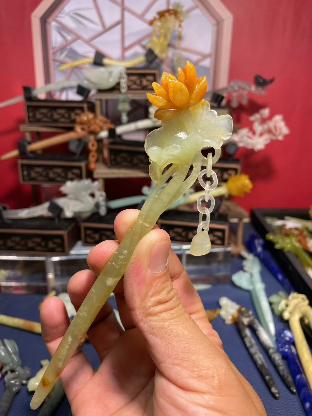 天然古风荷花发簪日常百搭精致汉服头饰