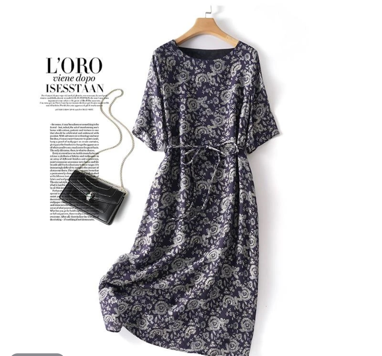 1081浮雕玉兰裙高端领透气夏季妈妈装连衣裙