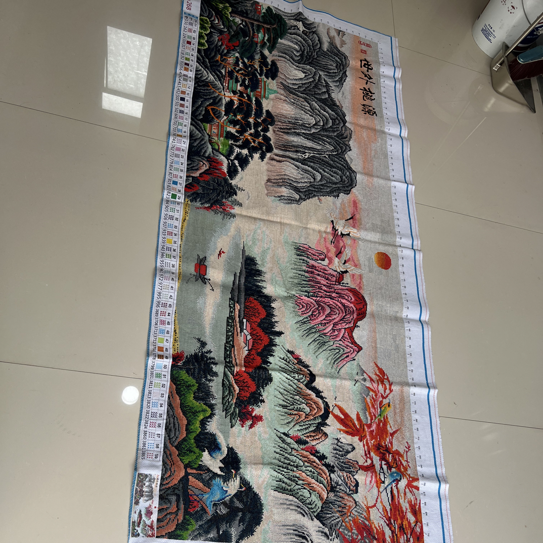 纯手工十字绣成品世外桃源山水人家田园意境精美挂画寓意宁静致远