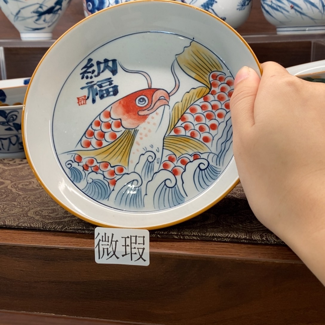 釉下彩老陶泥手工绘制