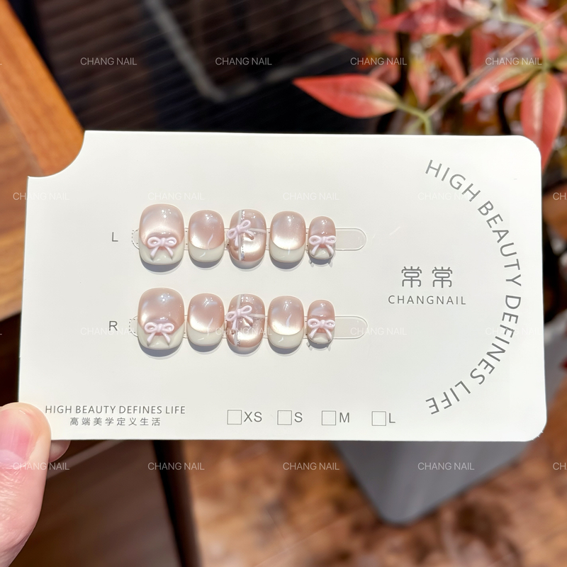 莓巧酸奶盖-Berry yogurt-纯手工穿戴甲蝴蝶结可爱纯欲风 10片装