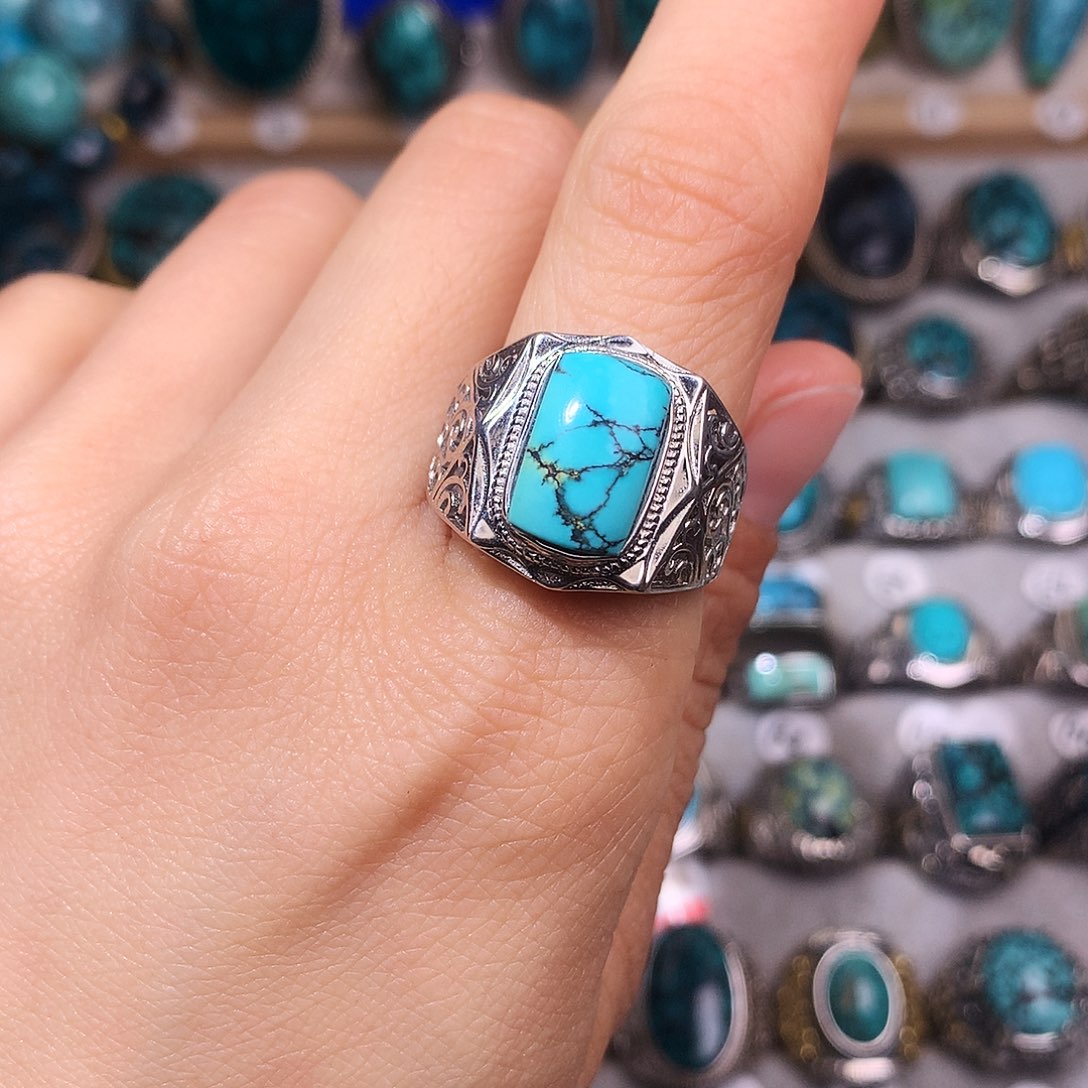 绿松石挂件银S925镶嵌