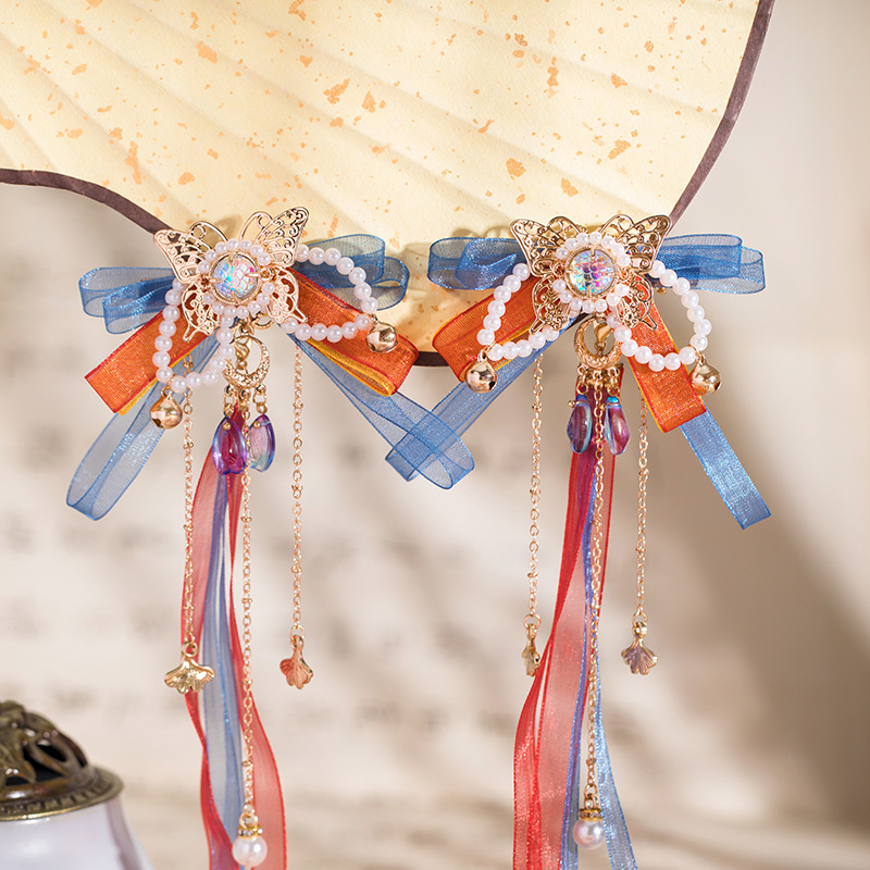 古风头饰超仙飘带对夹步摇流苏少女发饰