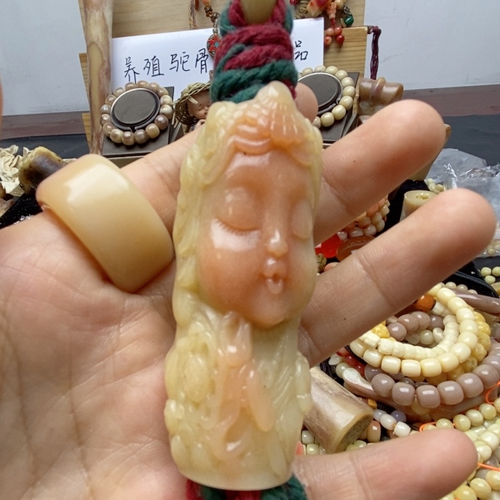 驼骨把件手持手把，度母