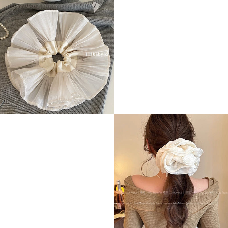 法式网纱大肠发圈女高弹力扎马尾皮筋发绳大号不伤发头绳气质发饰