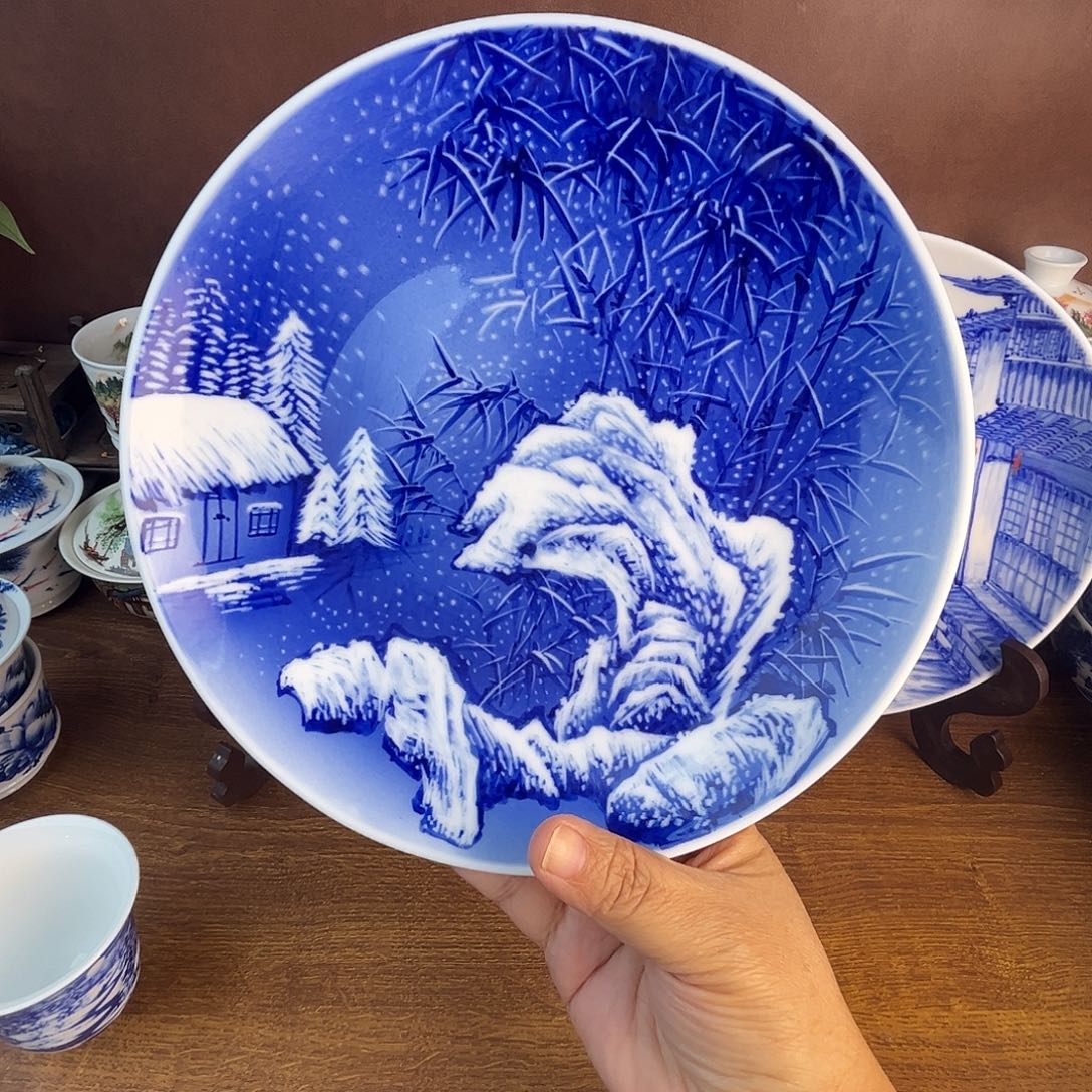 忠意堂釉下彩雪竹