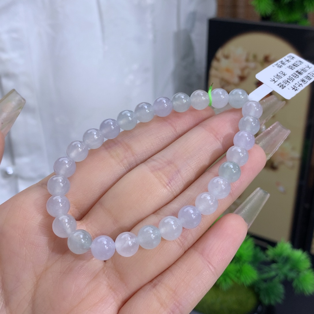 翡翠手链未镶嵌卡6.5冰胶马卡龙