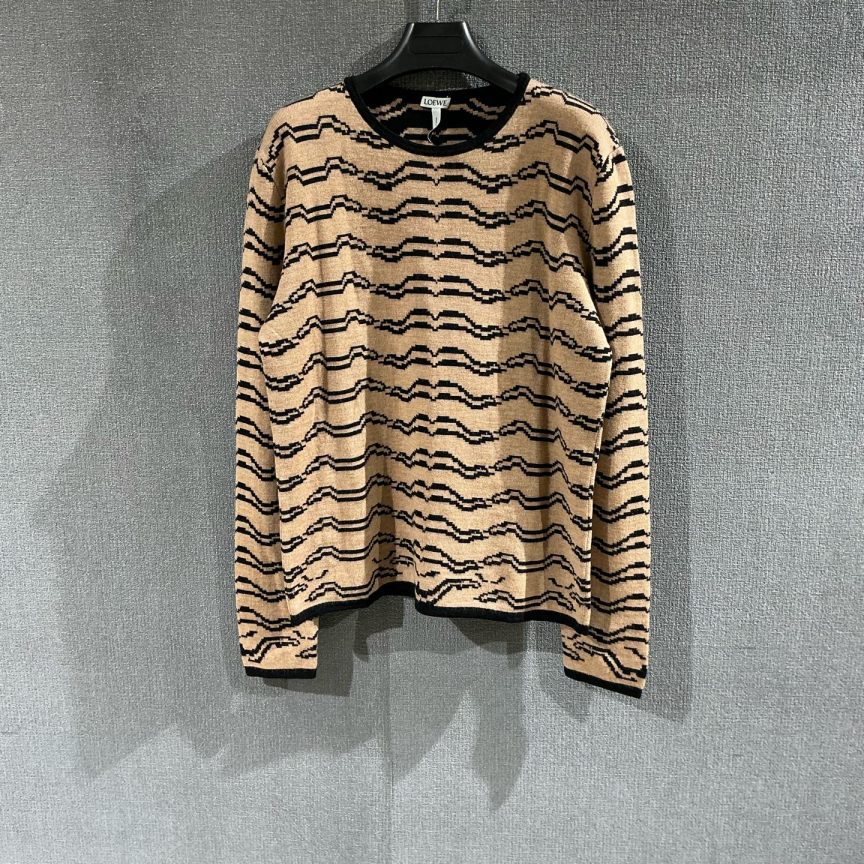 未使用 LOEWE/罗意威 (pm)条纹羊毛毛衣 全新M码/5616