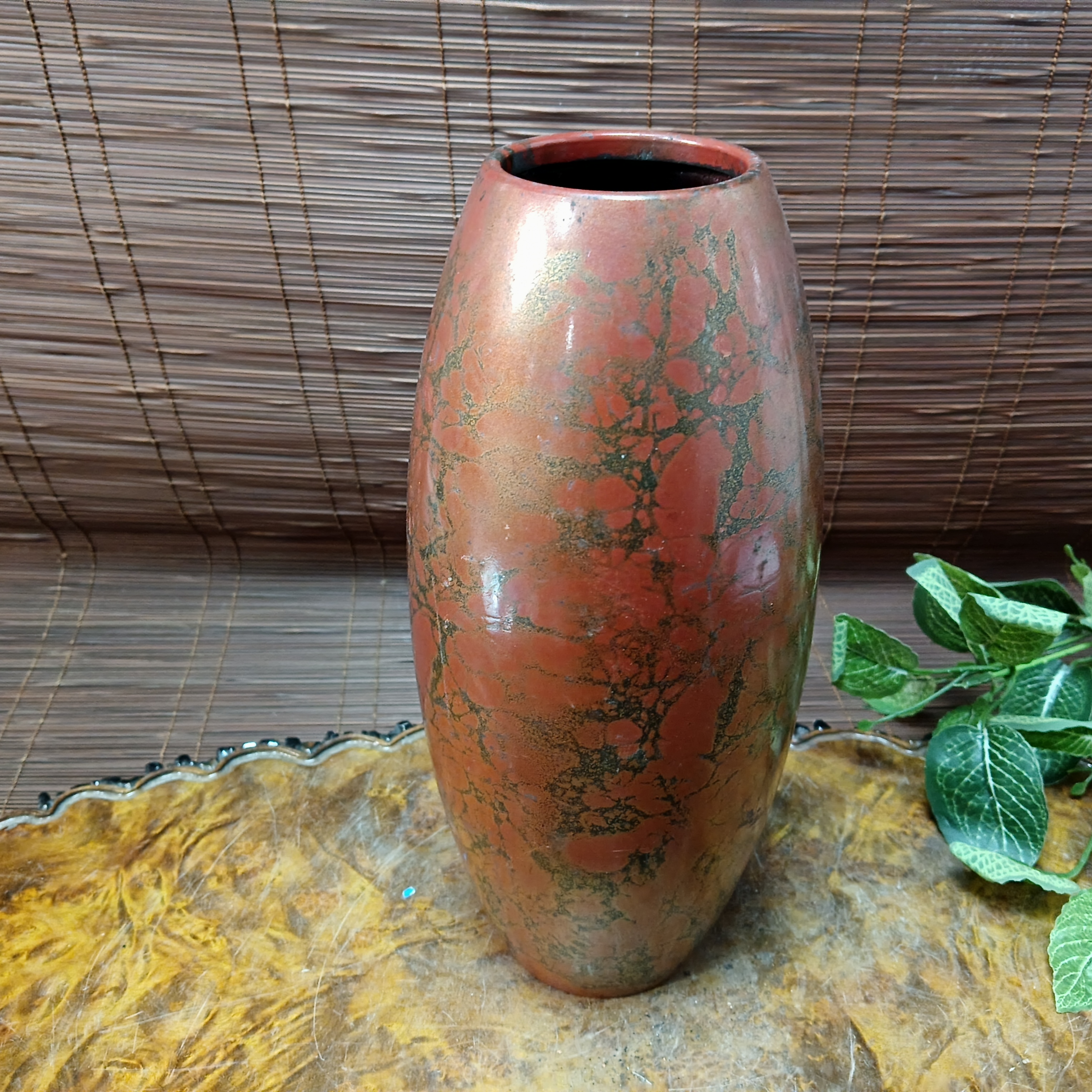 105博铜制花瓶摆件茶周边礼品磨痕