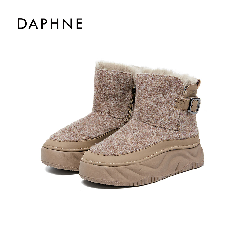 Daphne/达芙妮雪地靴2026冬季新款厚底增高保暖百搭加厚时尚棉鞋