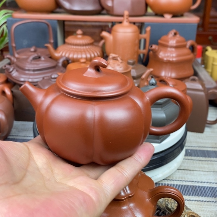 紫砂茶壶南瓜260cc原矿朱泥特价