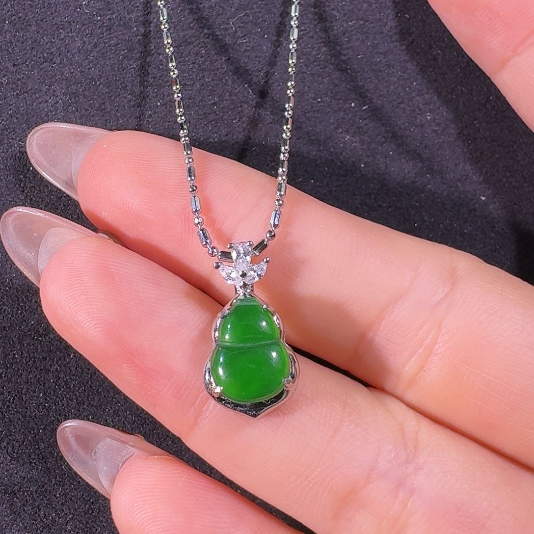 翡翠银S925镶嵌吊坠(不含链)葫芦