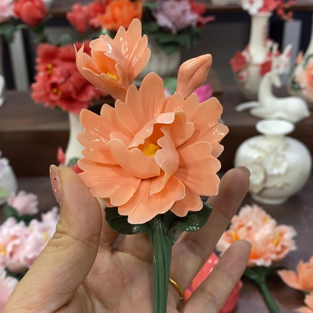 摆件陶瓷手工花摆件