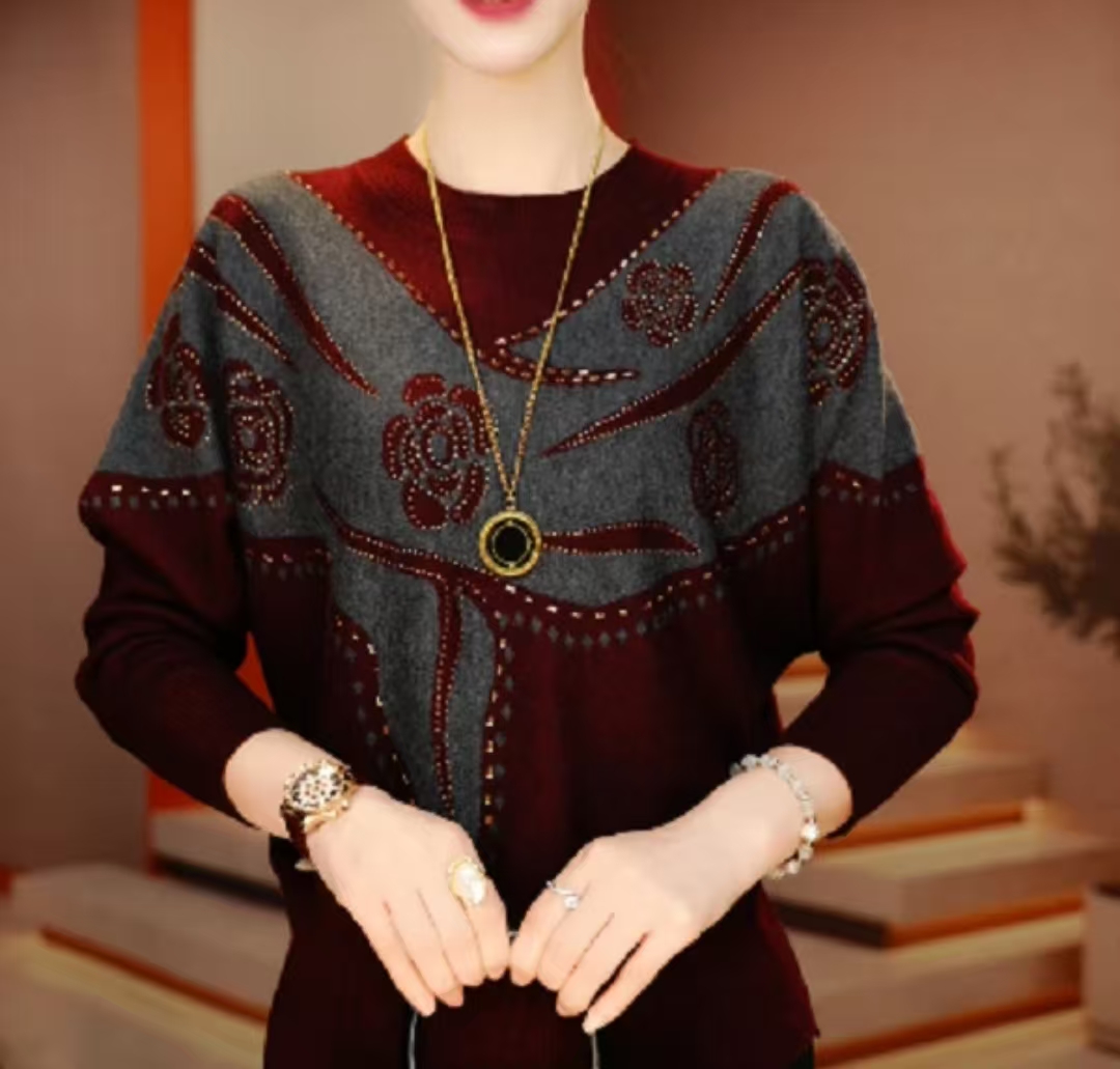 手工布料阳离子定位花 暖灰红韵  自发热做打底衫连衣裙面料