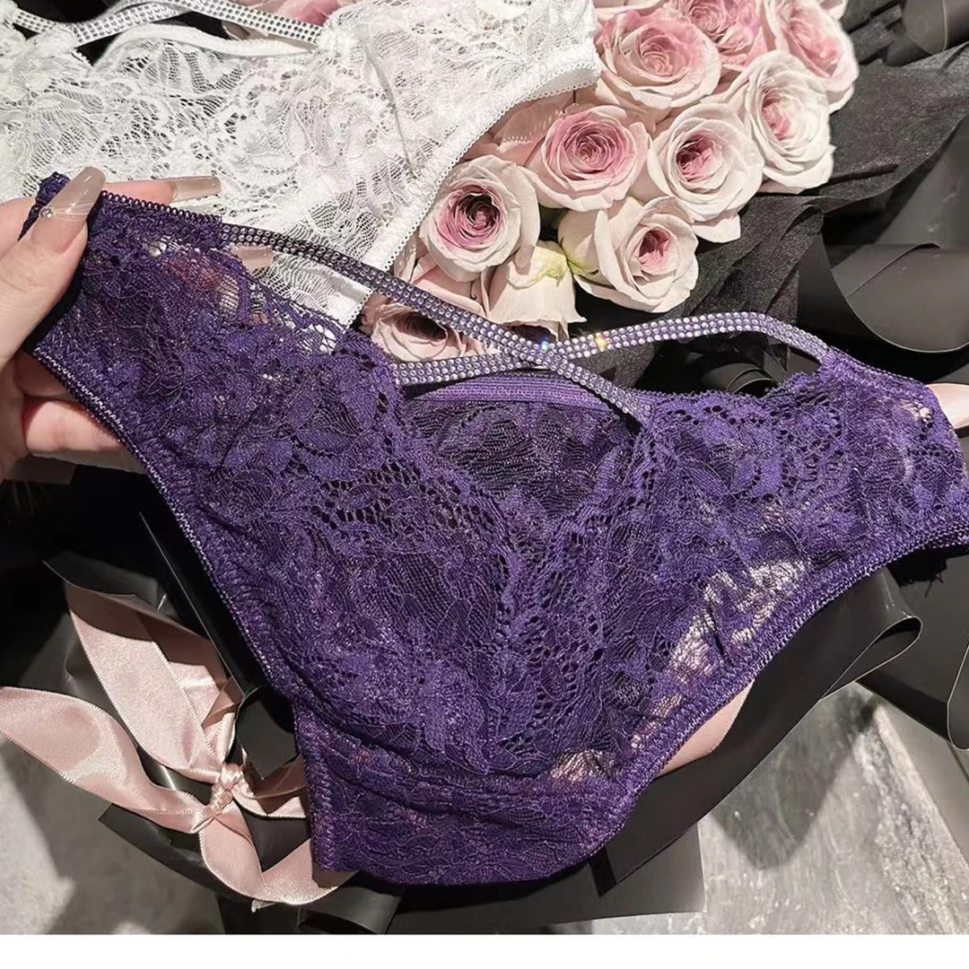 性感蕾丝纯欲闪钻交叉多色女士三角美臀内裤