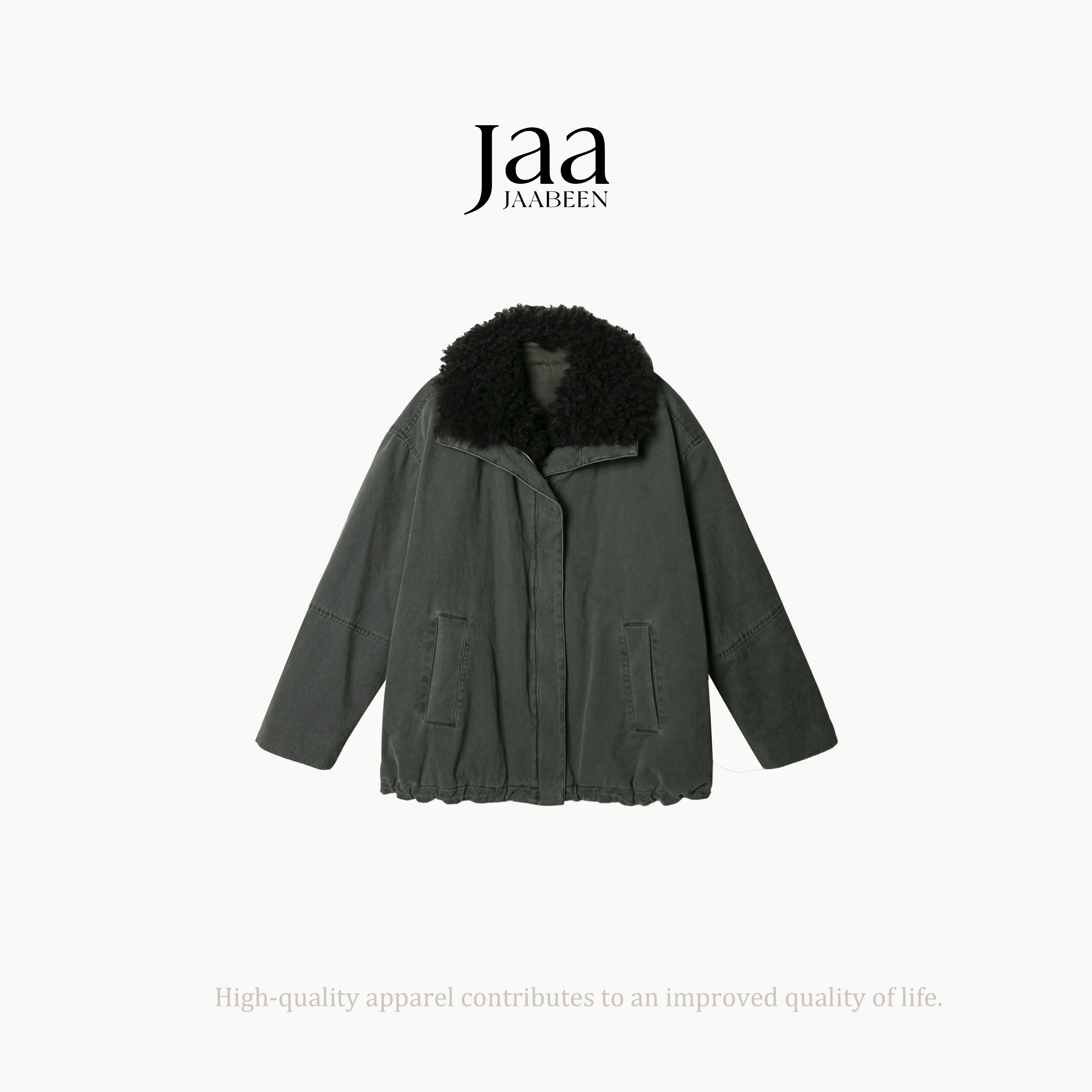 『JAABEEN』北境之歌 复古毛领宽松短外套保暖加厚做旧水洗 25DY095