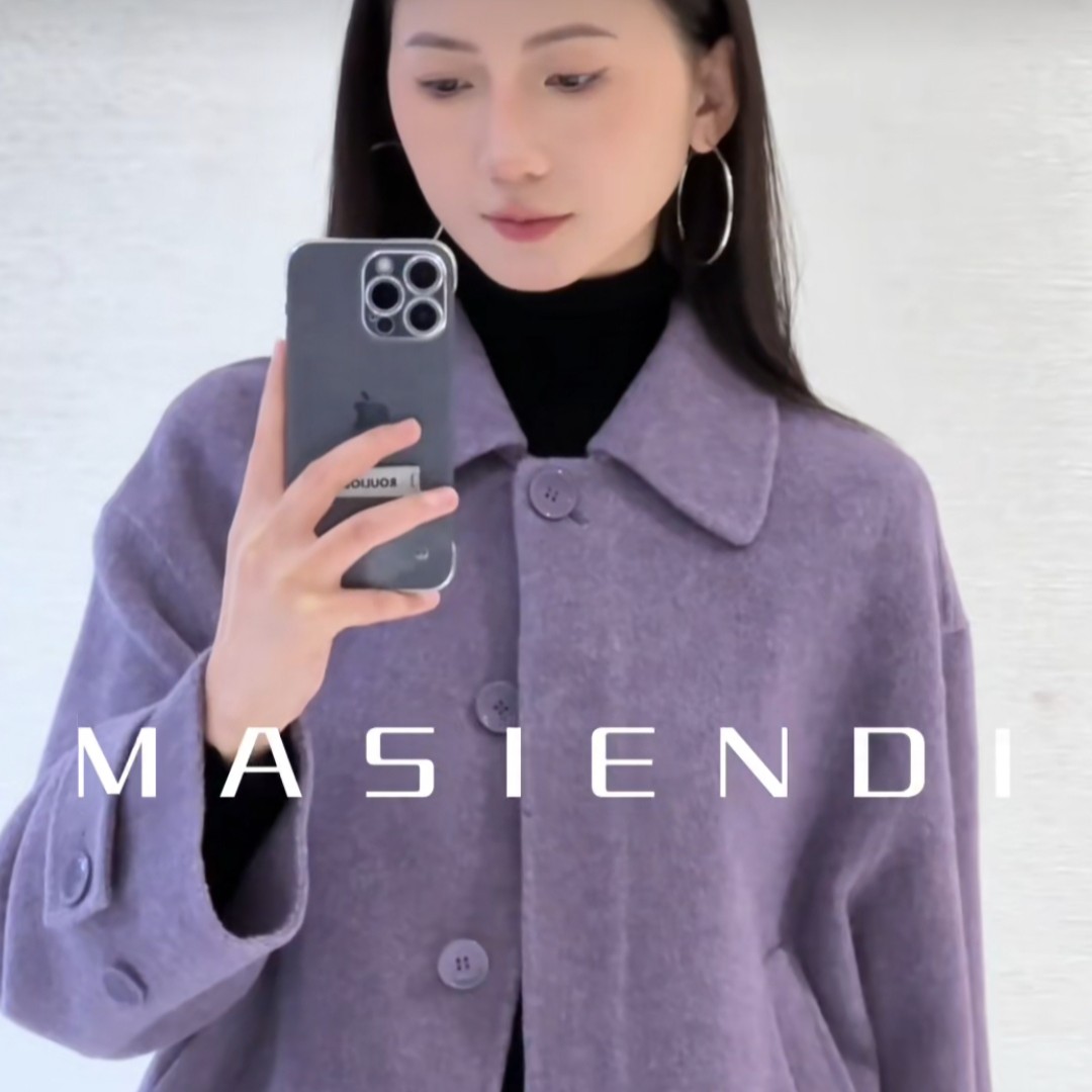 MASIENDI/玛丝恩迪秋冬翻领落肩短款双面呢羊毛大衣430143
