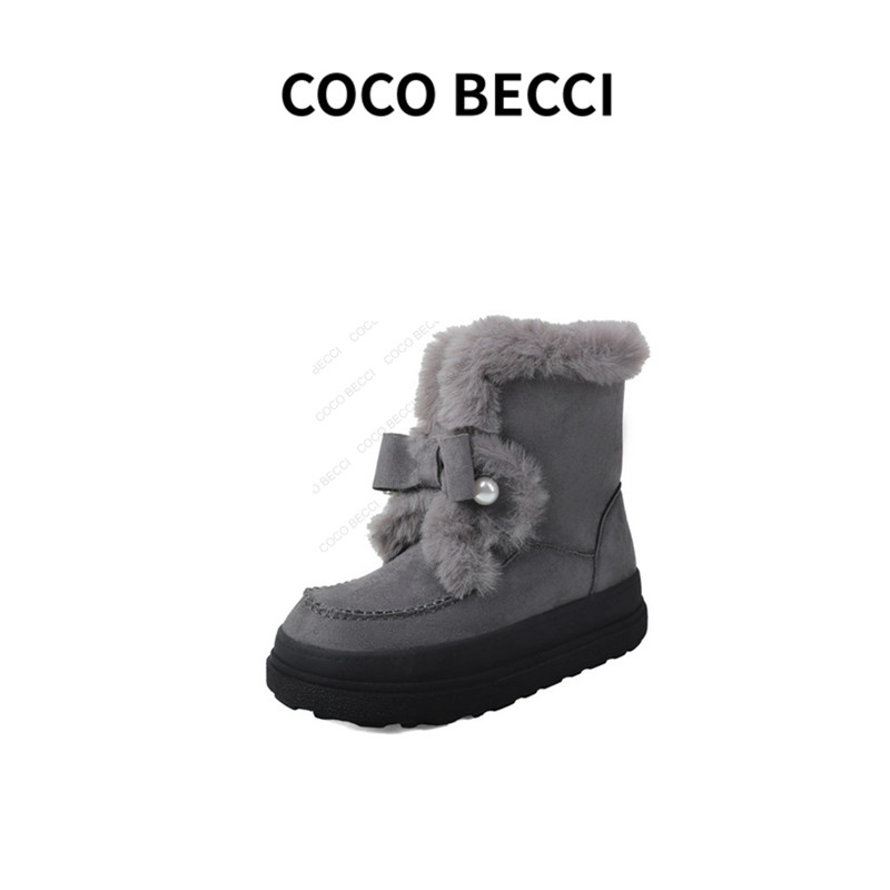 COCO BECCI 25秋冬新款甜美蝴蝶结百搭氛围感雪地靴